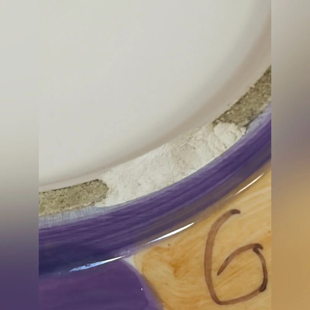 1998 Laurel Burch Vintage Hand Painted Ceramic Multicolor Cat Bowl, Fruit Bowl